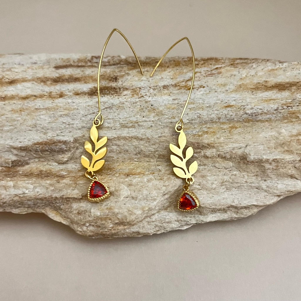 Delicate Long Leaf Dangle Earrings- Elegant Gold Earrings - Floral Drop Earrings